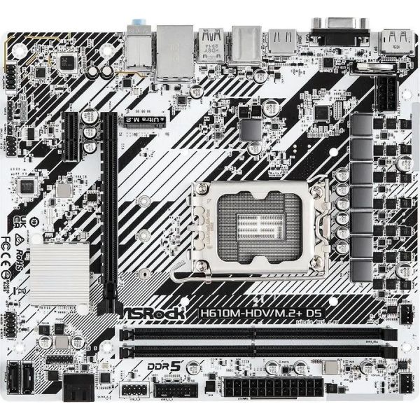 Материнская плата ASRock H610M-HDV/M.2+D5 LGA 1700,Intel H610,mATX,Ret